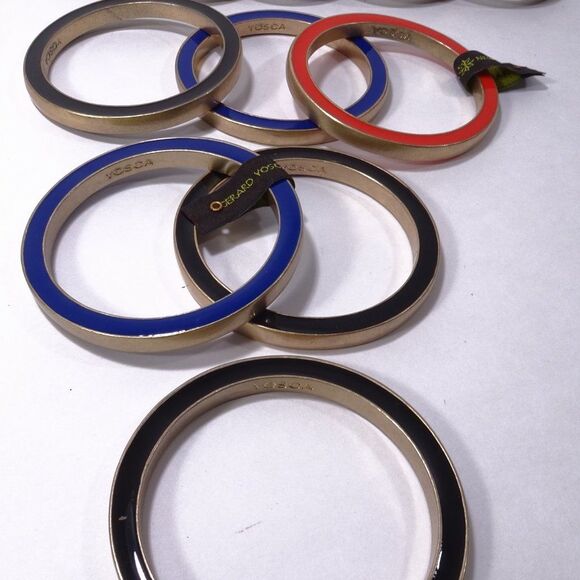 Gerard Yosca Enamel Brass two Way Bangle Bracelet NWOT 150 BLUE BRASS - Picture 8 of 15